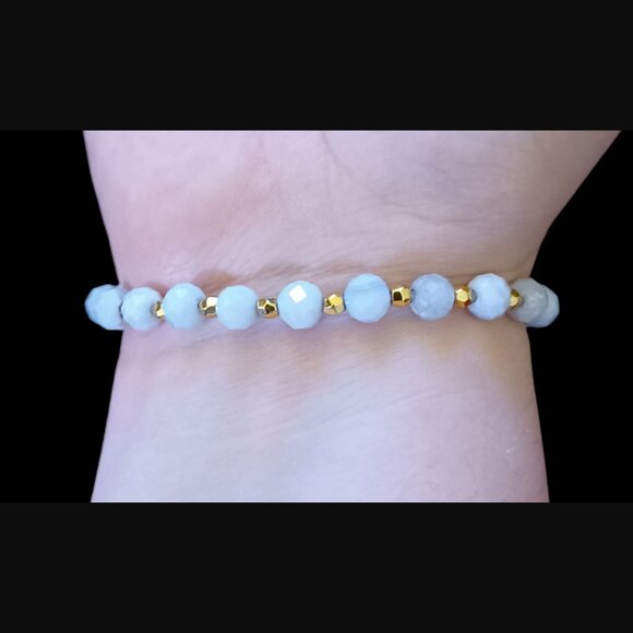 Gorjana Agate Power Crystal Gold Tone Stretch Bracelet OSFM - Picture 2 of 8